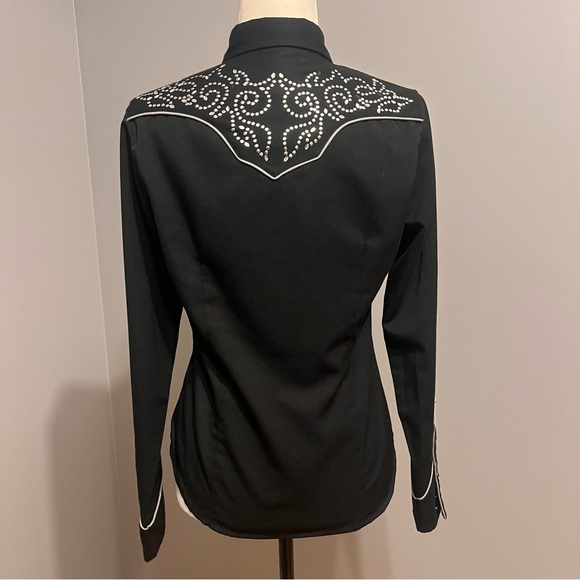 Roper Black Western Shirt with Rhinestones - Picture 5 of 13